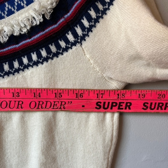 Talbots Labswool Blend Red Blue Fair Isle Sweater - Picture 11 of 11